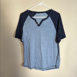 Express Blue and Navy Henley T-Shirt
